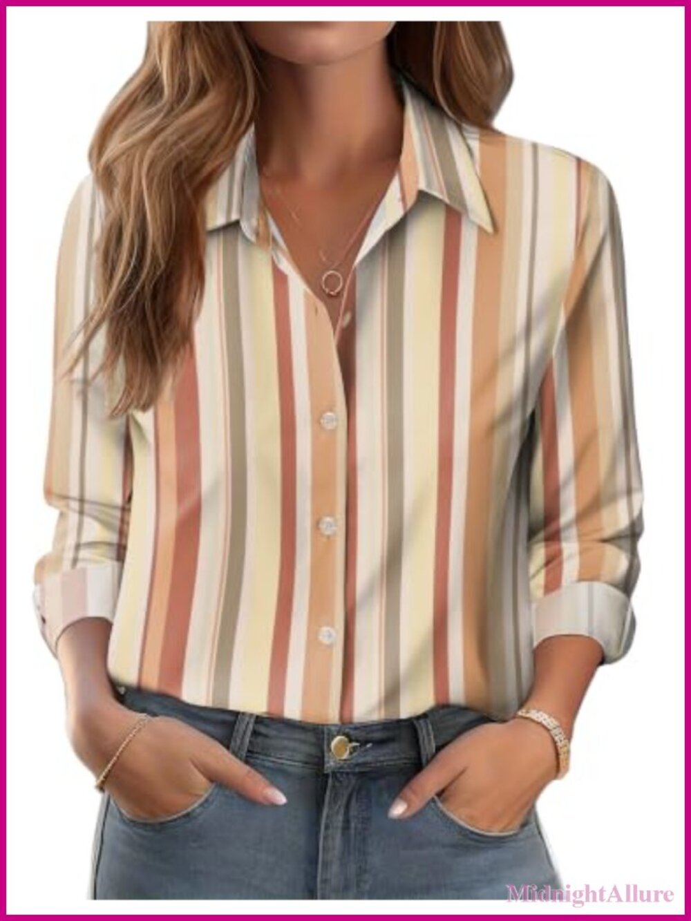 Women's Casual Button Down Long Sleeve Blouse Lightweight Polyester Spandex